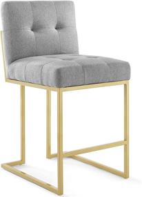 img 3 attached to ✨ Stylish and Modern Modway EEI-3852 Privy Stainless Steel Upholstered Fabric Counter Stool in Gold Light Gray