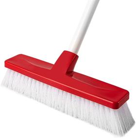 img 4 attached to 🧹 AKOMA Lightweight Push Broom with Adjustable Handle - Stiff Cleaning Brush for Bathroom, Shower, Tile Floors, Driveways, Garages, Patios, Carpets, and Outdoor Cleaning - Scrubber Brushes