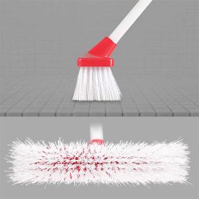 img 3 attached to 🧹 AKOMA Lightweight Push Broom with Adjustable Handle - Stiff Cleaning Brush for Bathroom, Shower, Tile Floors, Driveways, Garages, Patios, Carpets, and Outdoor Cleaning - Scrubber Brushes