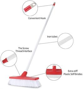 img 1 attached to 🧹 AKOMA Lightweight Push Broom with Adjustable Handle - Stiff Cleaning Brush for Bathroom, Shower, Tile Floors, Driveways, Garages, Patios, Carpets, and Outdoor Cleaning - Scrubber Brushes