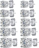 💎 set of 5 hypoallergenic cz diamond stud earrings - 925 sterling silver dainty earrings for women and girls logo