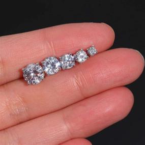 img 3 attached to 💎 Set of 5 Hypoallergenic CZ Diamond Stud Earrings - 925 Sterling Silver Dainty Earrings for Women and Girls