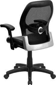 img 1 attached to Super Mesh Executive Swivel Office Chair with LeatherSoft Seat - Adjustable Lumbar & Arms