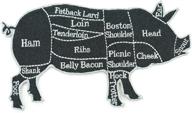 6 inch black and gray pig butcher cuts diagram - iron-on patch for butcher shops and meat lovers logo