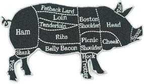 img 4 attached to 6 Inch Black and Gray Pig Butcher Cuts Diagram - Iron-on Patch for Butcher Shops and Meat Lovers