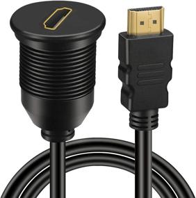 img 4 attached to 🔌 BATIGE 3 фут/HDMI Мужской кабель с возможностью подключения к женскому разъему, монтажной панелью для автомобиля, грузовика, лодки, мотоцикла на панели приборов