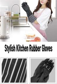 img 3 attached to Professional Quality Kitchen Rubber Gloves - 2 Pairs (M) | Waterproof Latex Cleaning Gloves for Household Use