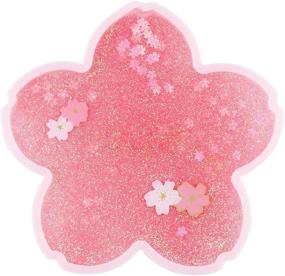 img 4 attached to 🌸 Glitter Sakura Coasters: 5 Inch Quicksand Flash Coasters with Cherry Blossom Design - Non-Slip Insulation for Women, Kids, Wife, Girlfriend