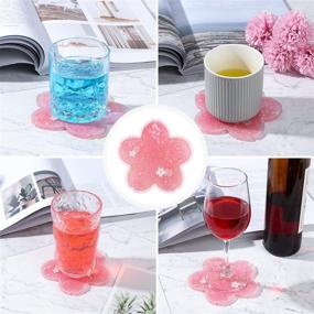 img 3 attached to 🌸 Glitter Sakura Coasters: 5 Inch Quicksand Flash Coasters with Cherry Blossom Design - Non-Slip Insulation for Women, Kids, Wife, Girlfriend