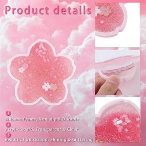 img 2 attached to 🌸 Glitter Sakura Coasters: 5 Inch Quicksand Flash Coasters with Cherry Blossom Design - Non-Slip Insulation for Women, Kids, Wife, Girlfriend