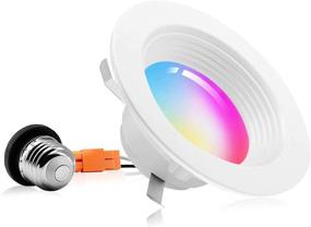 img 4 attached to Smart WiFi LED Color Changing Recessed Downlight, 4 inch, 10W, Music Sync, RGBCW Daylight, Alexa Google Home Compatible with 2700K - 6500K, 850LM (1 Pack)