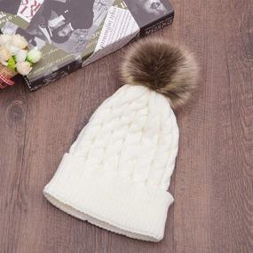 img 2 attached to 🧣 Chalier 2 Pack Women's Winter Hats with Pom Pom - Soft Mom Baby Knit Hat Set for Warmth: Slouchy Beanie Optimization