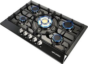 img 4 attached to Premium 30 inch Gas Cooktop with 5 Burners: Black Titanium Plated Drop-in Stove for Safe, Fashionable, and Easy Cleaning Experience