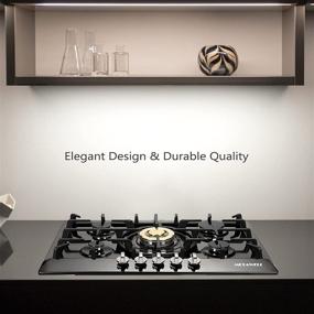 img 3 attached to Premium 30 inch Gas Cooktop with 5 Burners: Black Titanium Plated Drop-in Stove for Safe, Fashionable, and Easy Cleaning Experience