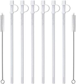 img 2 attached to 🥤 Set of 6 Bendable Straws (15 inches) for Large Mugs with 2 Bonus Cleaning Brushes