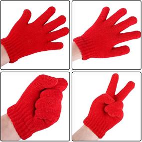 img 1 attached to 🧤 Cooraby Set of 3 Stretchy Cashmere Knitted Chenille Gloves for Kids, Warm Gloves for Girls and Boys