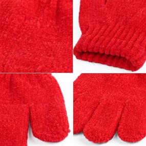 img 2 attached to 🧤 Cooraby Set of 3 Stretchy Cashmere Knitted Chenille Gloves for Kids, Warm Gloves for Girls and Boys