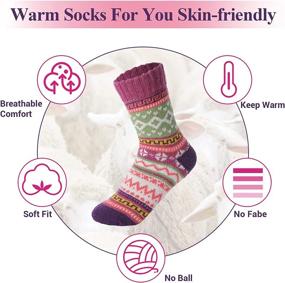 img 1 attached to 5 Pack Women's Winter Wool Socks - Warm, Thick, and Soft Women's Wool Socks for Cold Weather - Casual and Comfortable Boot Socks - Multicolor - Ideal for Christmas, Winter, and Birthdays