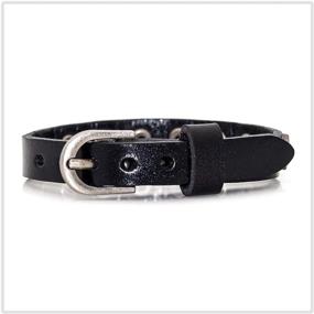 img 3 attached to 🌟 Edgy Mgutillart Punk Vintage Star Leather Cuff Bracelet with Alloy Belt Buckle