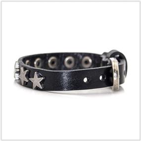 img 2 attached to 🌟 Edgy Mgutillart Punk Vintage Star Leather Cuff Bracelet with Alloy Belt Buckle