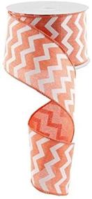 img 2 attached to 🎀 Coral White Chevron Wired Edge Ribbon - 10 Yards (2.5 Inches): RG101976