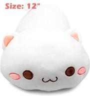 😺 12" white cute cat plush hugging pillow soft kitten stuffed animal toy gift for girls, boys, and girlfriends - with round eyes (white a) logo