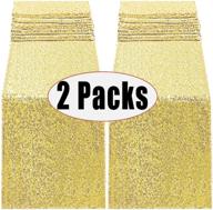 🎉 fecedy glitter gold sequin table runner - 2 packs of 12 x 108inch - perfect for birthday, wedding, engagement, bridal shower, baby shower, bachelorette, and holiday celebration party decorations логотип