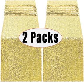 img 4 attached to 🎉 FECEDY Glitter Gold Sequin Table Runner - 2 Packs of 12 x 108inch - Perfect for Birthday, Wedding, Engagement, Bridal Shower, Baby Shower, Bachelorette, and Holiday Celebration Party Decorations