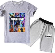 🎮 kids' battle royale game logo collage t-shirt and shorts set: stylish 2 piece outfit for boys and girls logo