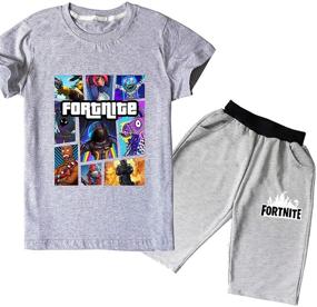 img 4 attached to 🎮 Kids' Battle Royale Game Logo Collage T-Shirt and Shorts Set: Stylish 2 Piece Outfit for Boys and Girls