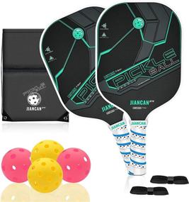 img 4 attached to Ansxiy Graphite Pickleball Paddles: Pro Set of 2 Lightweight Carbon Fiber Rackets + 4 Balls & Portable Bag - Polymer Soft Non-Slip Grip