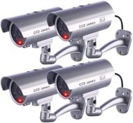 📷 idaodan dummy security camera, fake cctv surveillance system with realistic simulated leds for enhanced home security + warning sticker, ideal for outdoor/indoor use (pack of 4, grey) logo