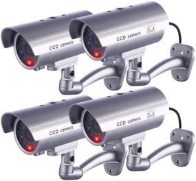 img 4 attached to 📷 IDAODAN Dummy Security Camera, Fake CCTV Surveillance System with Realistic Simulated LEDs for Enhanced Home Security + Warning Sticker, Ideal for Outdoor/Indoor Use (Pack of 4, Grey)