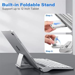 img 3 attached to 🔌 Fintie Gigapower Multi-Device Universal Wireless Bluetooth Keyboard with Foldable Stand - Silver - for iPad, Samsung, Surface Tablet, Smartphone, PC, MacBook, iOS, Android, Windows - Tablets, Phones