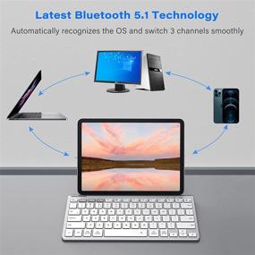img 1 attached to 🔌 Fintie Gigapower Multi-Device Universal Wireless Bluetooth Keyboard with Foldable Stand - Silver - for iPad, Samsung, Surface Tablet, Smartphone, PC, MacBook, iOS, Android, Windows - Tablets, Phones