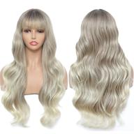 ziqing ombre blonde body wavy wig with bangs: heat resistant synthetic hairpiece for halloween, cosplay, and more - 20 inches logo