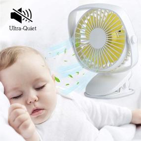 img 3 attached to 🔋 Accering 5" Battery Operated USB Fan: Portable Clip-On Mini Personal Fan for Versatile Use – Rechargeable, 720° Rotation – Ideal for Baby Stroller, Bed, Desk, Car, Laptop, Table, Camping, Outdoors, Home & Office – White