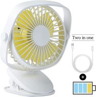 🔋 accering 5" battery operated usb fan: portable clip-on mini personal fan for versatile use – rechargeable, 720° rotation – ideal for baby stroller, bed, desk, car, laptop, table, camping, outdoors, home & office – white logo