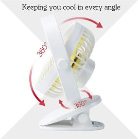 img 2 attached to 🔋 Accering 5" Battery Operated USB Fan: Portable Clip-On Mini Personal Fan for Versatile Use – Rechargeable, 720° Rotation – Ideal for Baby Stroller, Bed, Desk, Car, Laptop, Table, Camping, Outdoors, Home & Office – White