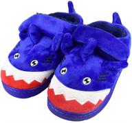 🦈 tirzrro kids plush shark slippers - warm memory foam sole, cute animal indoor outdoor slip-on shoes for little/big boys logo