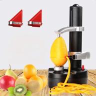 🥔 supow electric potato peeler - automatic rotating fruit peeler & apple paring machine with 2 bonus blades logo