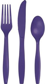 img 1 attached to 🍴 Premium Plastic Cutlery Assortment in Purple - 24-Count, Forks, Spoons, and Knives