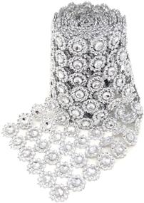 img 2 attached to 💎 Honbay Sparkling Silver Flower Shape Diamond Mesh Wrap Roll - 4 Inch x 2 Yards - Faux Crystal Rhinestone Mesh Ribbon for Wedding, Birthday, Baby Shower, Arts & Crafts, and More