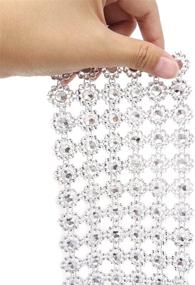 img 1 attached to 💎 Honbay Sparkling Silver Flower Shape Diamond Mesh Wrap Roll - 4 Inch x 2 Yards - Faux Crystal Rhinestone Mesh Ribbon for Wedding, Birthday, Baby Shower, Arts & Crafts, and More