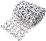 💎 honbay sparkling silver flower shape diamond mesh wrap roll - 4 inch x 2 yards - faux crystal rhinestone mesh ribbon for wedding, birthday, baby shower, arts & crafts, and more logo