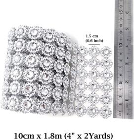 img 3 attached to 💎 Honbay Sparkling Silver Flower Shape Diamond Mesh Wrap Roll - 4 Inch x 2 Yards - Faux Crystal Rhinestone Mesh Ribbon for Wedding, Birthday, Baby Shower, Arts & Crafts, and More