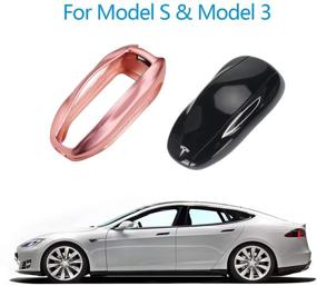 img 3 attached to 💼 Aluminum Hard Keyless Remote Flip Key Protection Case Shell Cover Key Chain for Men and Women - Rose Gold (AziPro Tesla Key Fob Cover Case, Model S & Model 3)