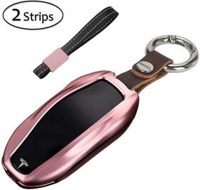 img 4 attached to 💼 Aluminum Hard Keyless Remote Flip Key Protection Case Shell Cover Key Chain for Men and Women - Rose Gold (AziPro Tesla Key Fob Cover Case, Model S & Model 3)