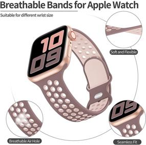 img 3 attached to 📱 Спортивный ремешок YAXIN для Apple Watch совместимый с 38мм 40мм 42мм 44мм 41мм 45мм, пропускающий воздух мягкий силиконовый спортивный заменяемый ремешок для женщин и мужчин совместимый с iWatch Серии 7/SE/6/5/4/3/2/1, Спортивное Издание