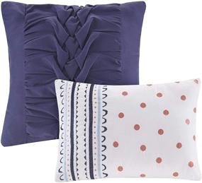 img 1 attached to 🛏️ Cozy Comforter Set with Intelligent Design - Casual Boho Medallion Floral Print, Modern All Season Bedding Kit. Includes Matching Sham, Decorative Pillow. Full/Queen Size, Odette Blue - 5 Piece